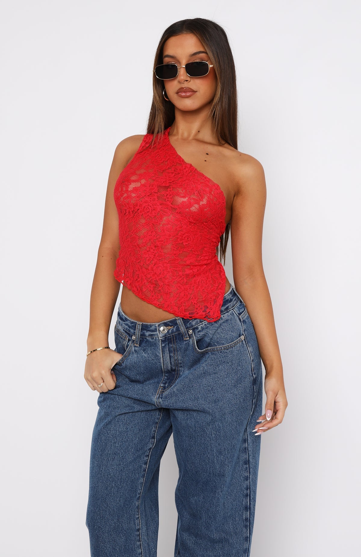 Rhea Asymmetrical Lace Top