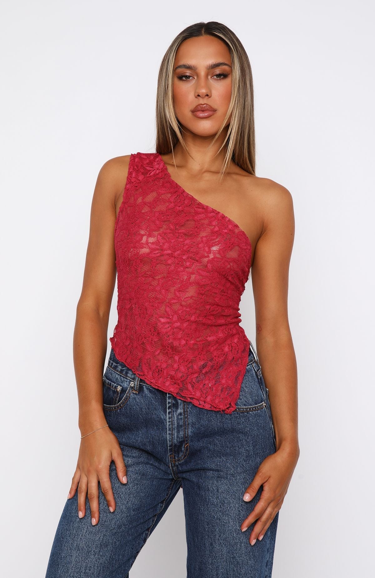 Rhea Asymmetrical Lace Top