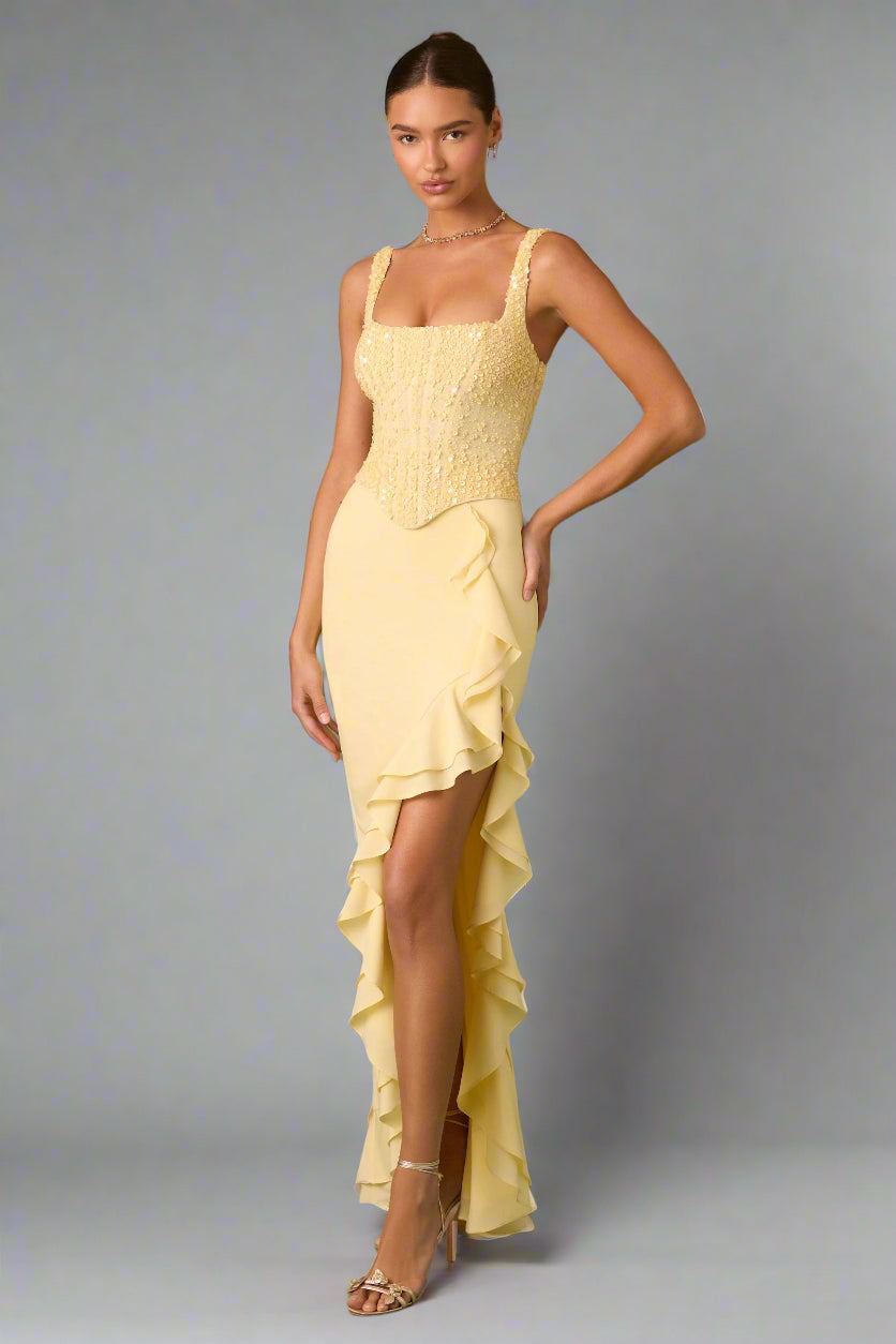 Sofia Ruffle Corset Maxi Dress