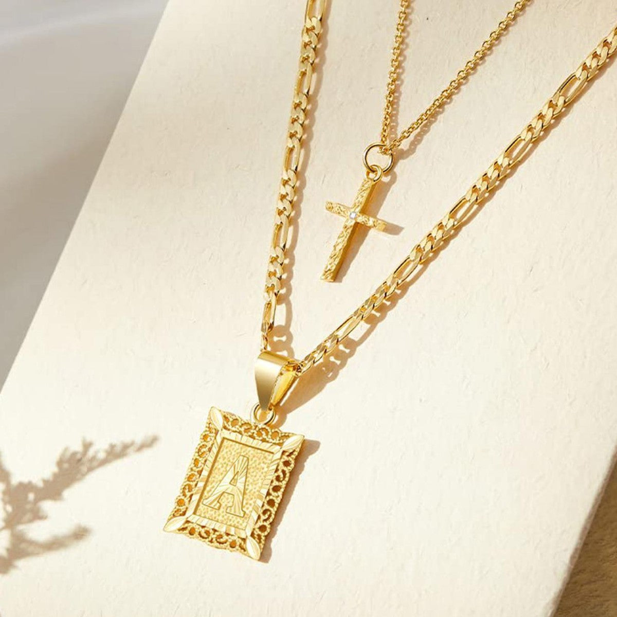 14k Initial Cross Jewellery Set
