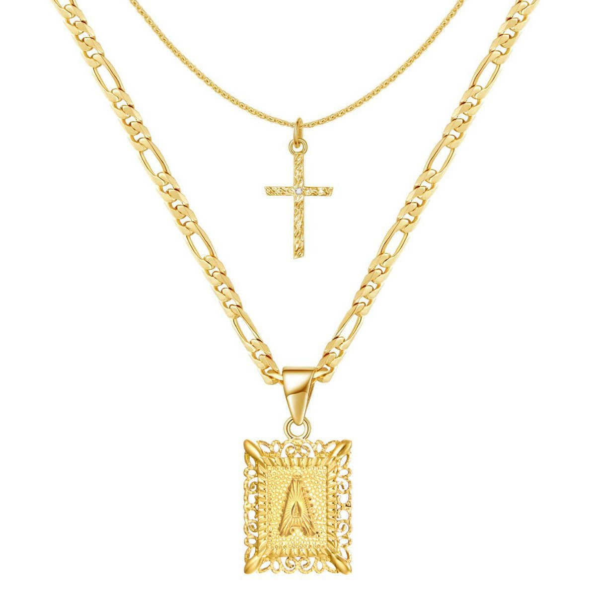 14k Initial Cross Jewellery Set