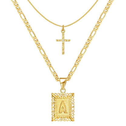 14k Initial Cross Jewellery Set