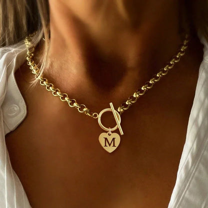 Initial Paperclip Heart Choker Necklace