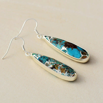 Stylish Teardrop Earrings in Turquoise Jasper