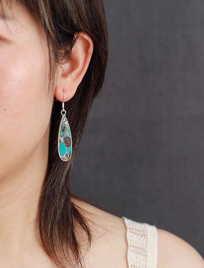 Stylish Teardrop Earrings in Turquoise Jasper