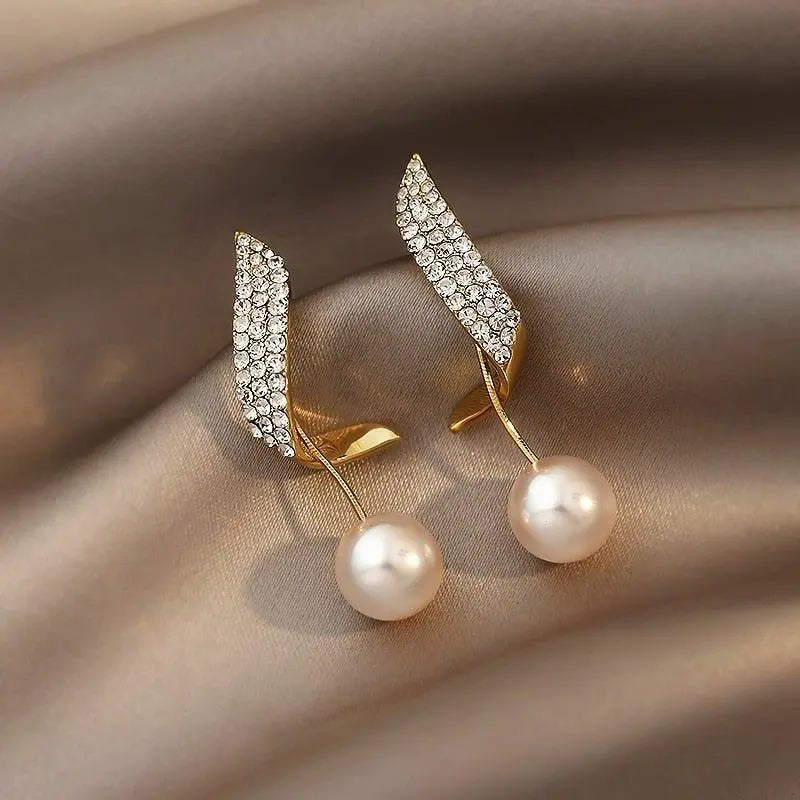 Gold Pearl Drop Earrings