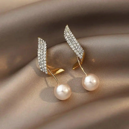Gold Pearl Drop Earrings