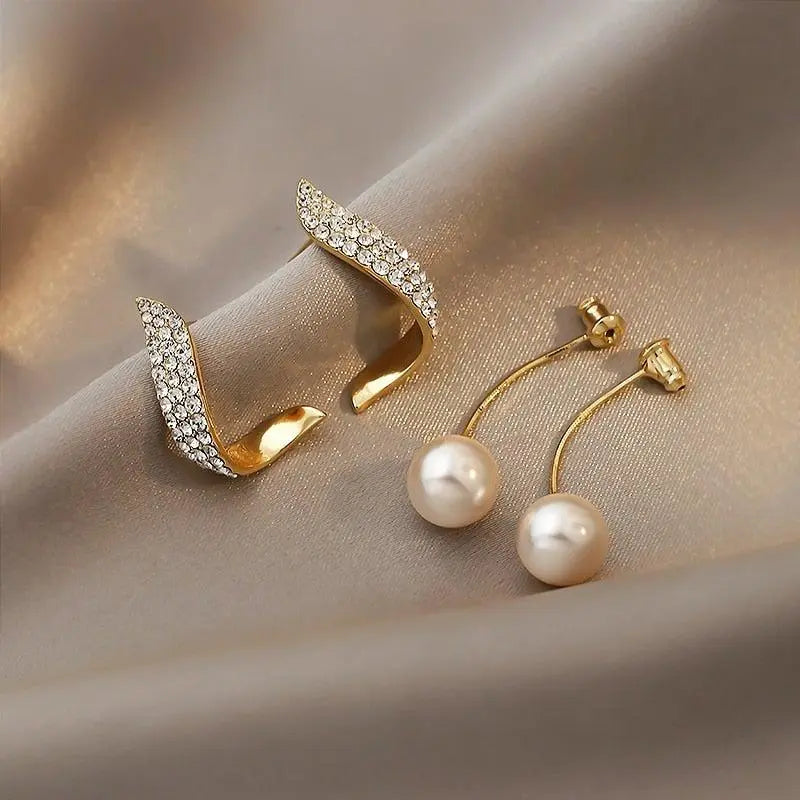 Gold Pearl Drop Earrings