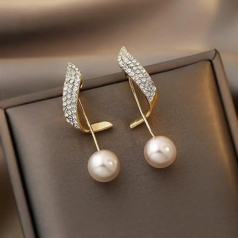 Gold Pearl Drop Earrings