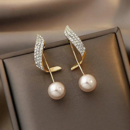 Gold Pearl Drop Earrings