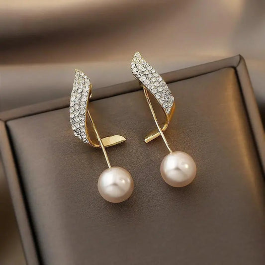 Gold Pearl Drop Earrings