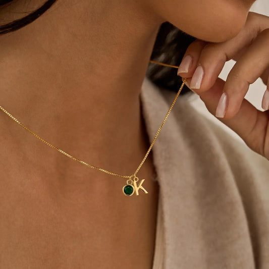 Initial Birthstone Necklace