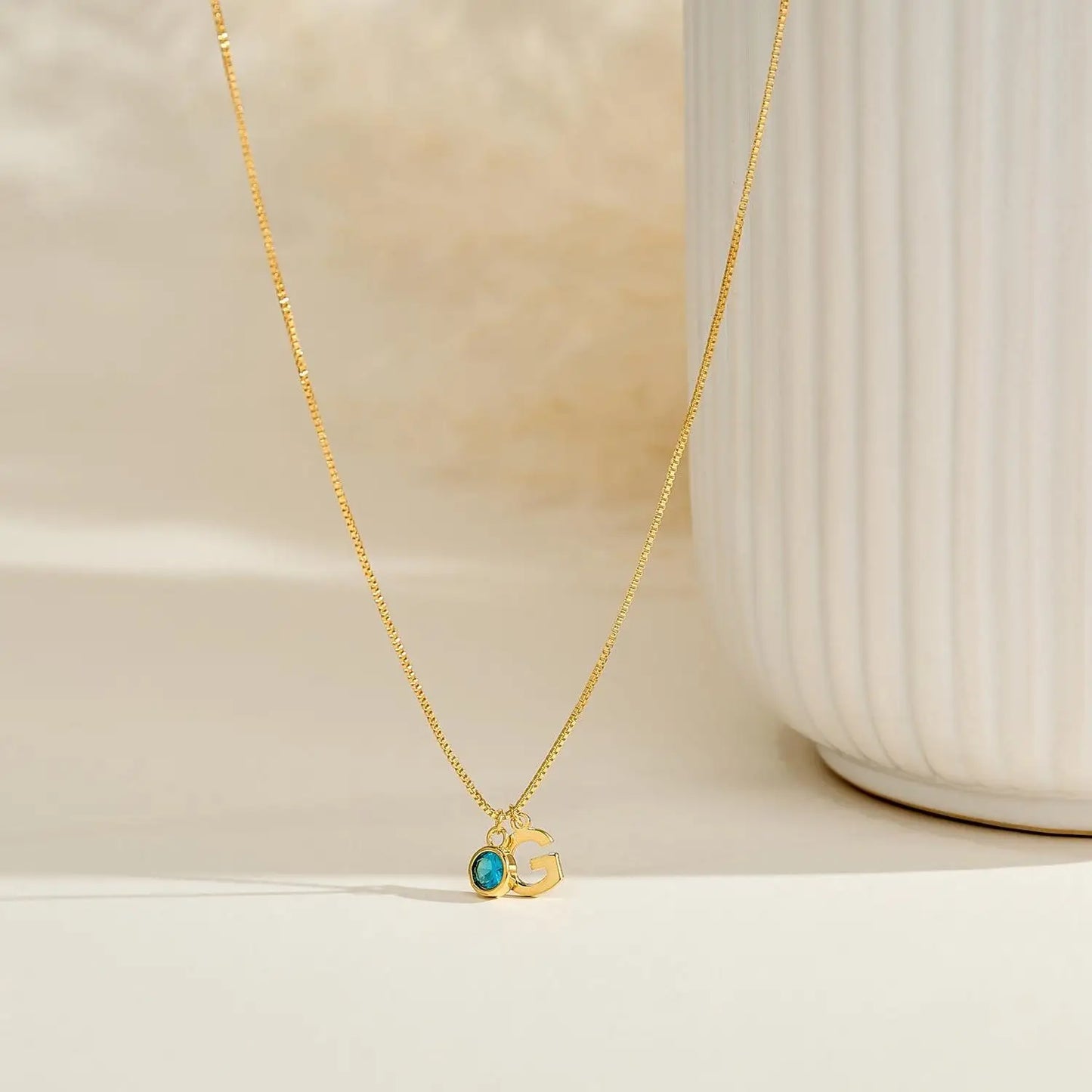Initial Birthstone Necklace