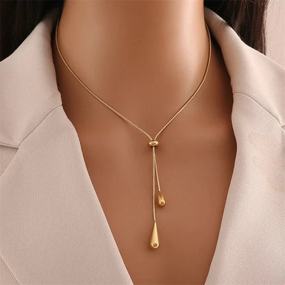 Adjustable Lariat Droplet Necklace