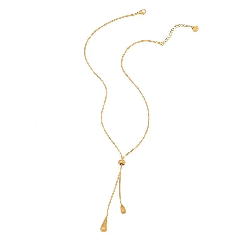 Adjustable Lariat Droplet Necklace