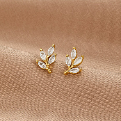 Crystal Leaf Earrings