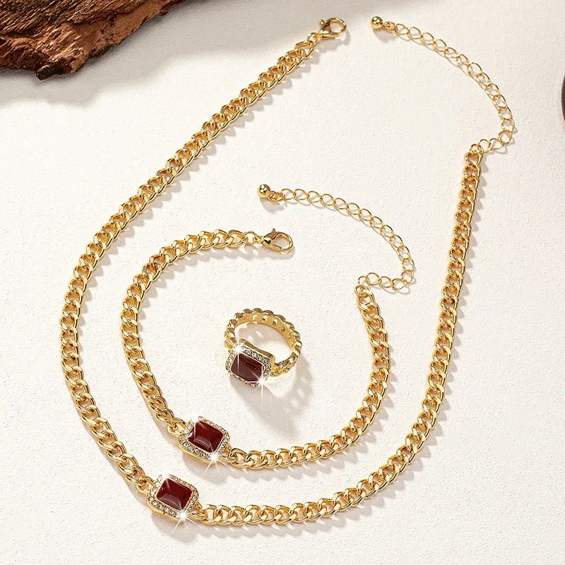 Cuban Square Diamond Jewellery Set