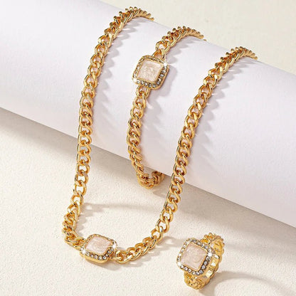 Cuban Square Diamond Jewellery Set