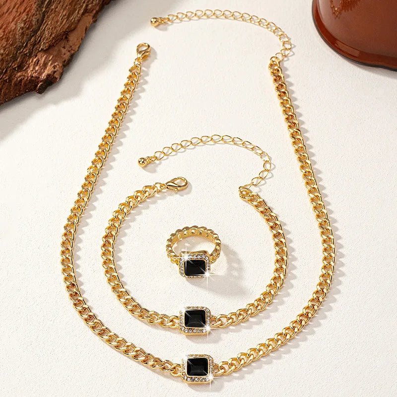 Cuban Square Diamond Jewellery Set