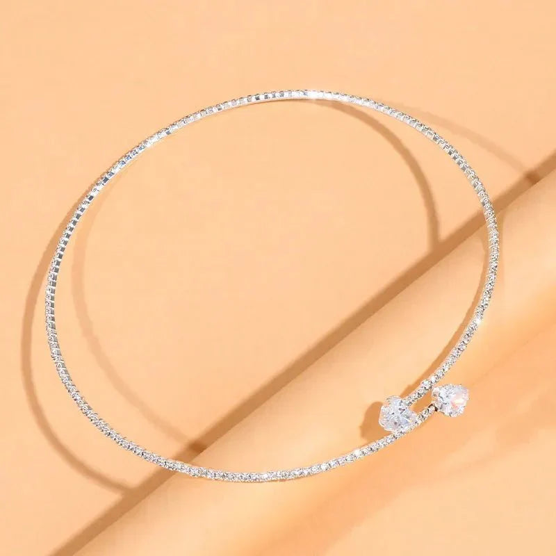 Diamond Heart Open Choker Necklace