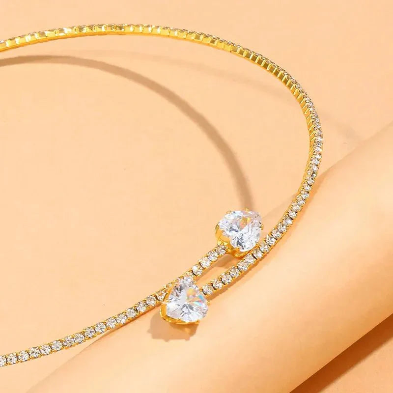 Diamond Heart Open Choker Necklace