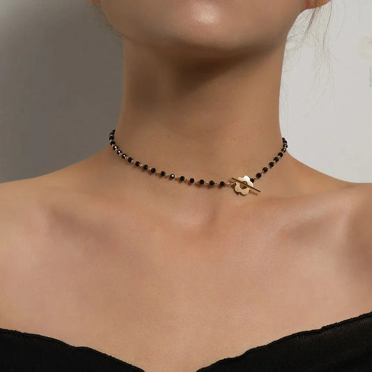 Floral Flower Clasp Choker Necklace
