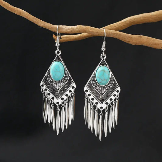 Turquoise Tassel Earrings