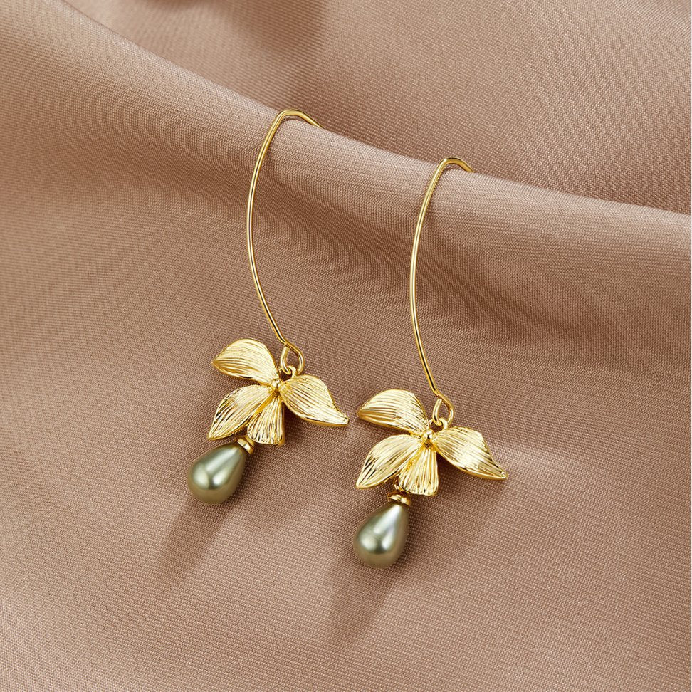 Jade Pearl Petal Earrings