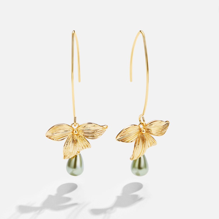 Jade Pearl Petal Earrings