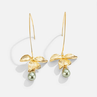 Jade Pearl Petal Earrings