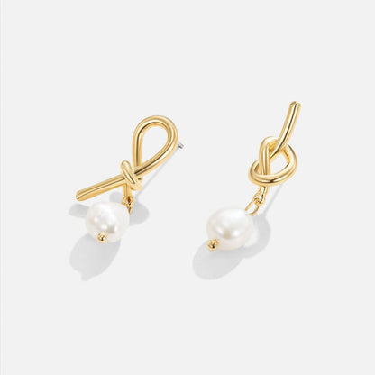 Knotted Gold Freshwater Earrings
