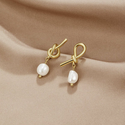 Knotted Gold Freshwater Earrings