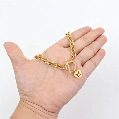 Initial Paperclip Heart Choker Necklace