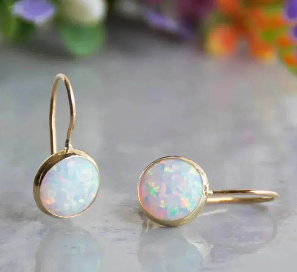 Gold Opal Stone Earrings